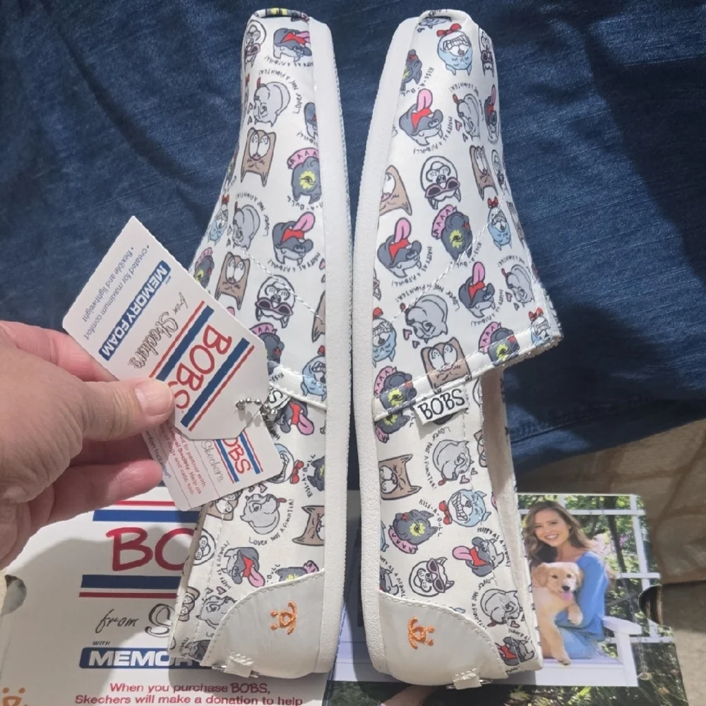 BOBS from Skechers White and Orange Slip-Ons - Picture 8 of 16